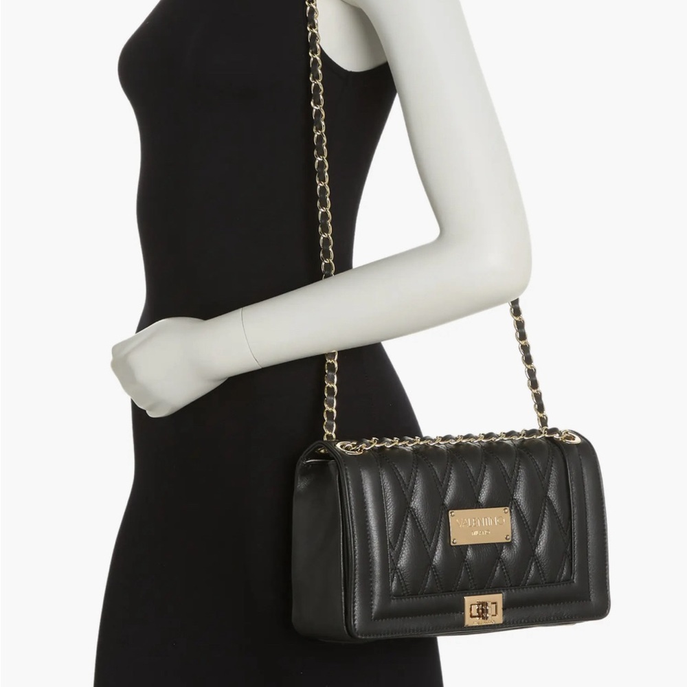 Valentino by Mario Valentino Alice Quilted Large Black Crossbody Bag